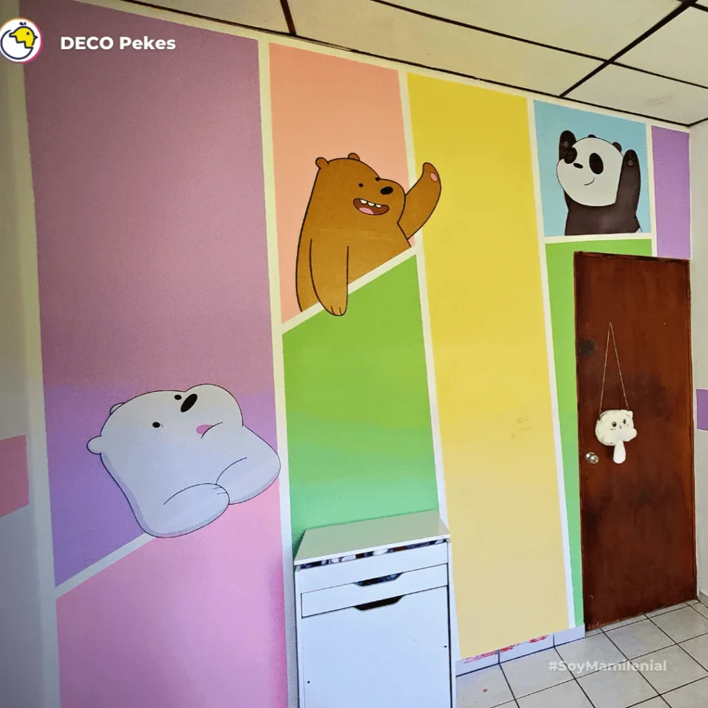 pared decorada con stickers infantiles