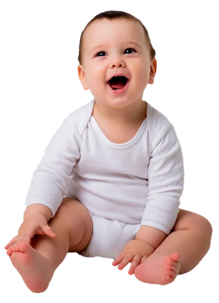 bebé sonriente viendo a su madre