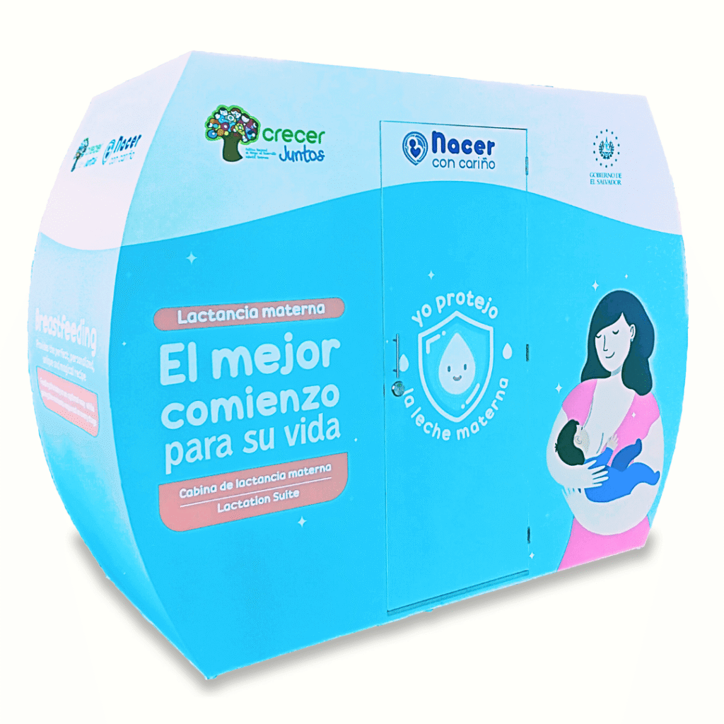 Vista frontal de Cabina de Lactancia Mediana con puerta cerrada